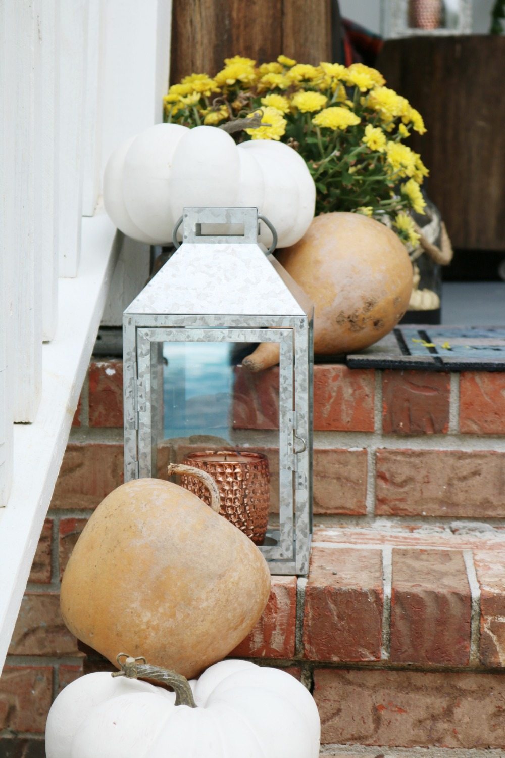 Wide steps with fall decor