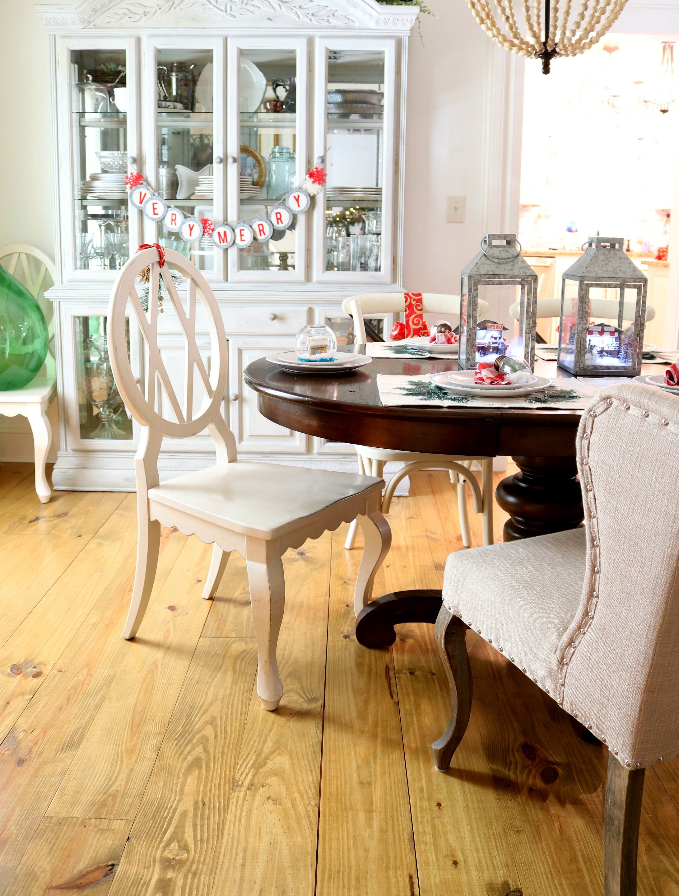 Bench seating at the Christmas table