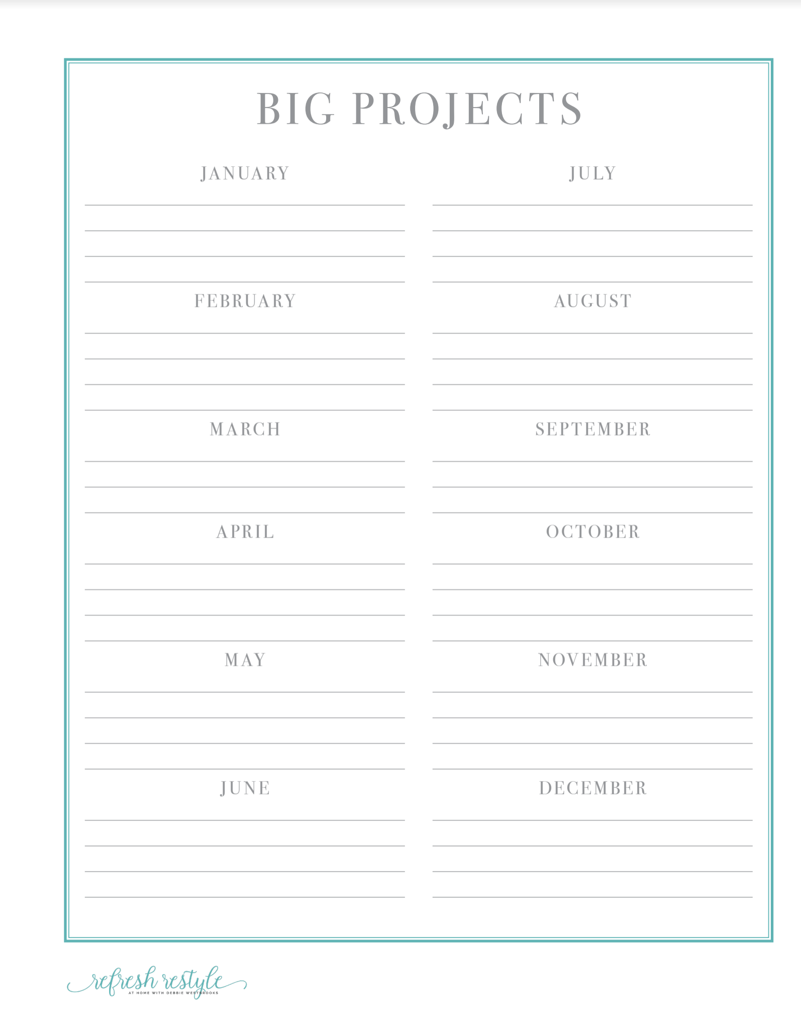 One Page Projects Planner