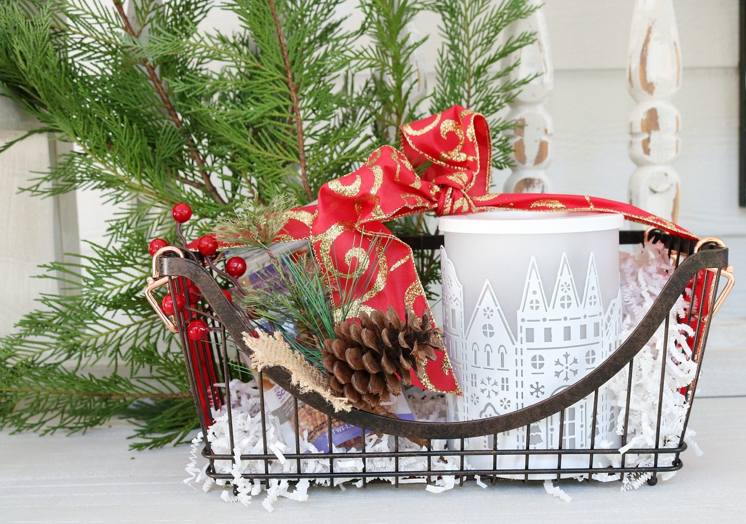 Pretty wax warm and basket gift idea