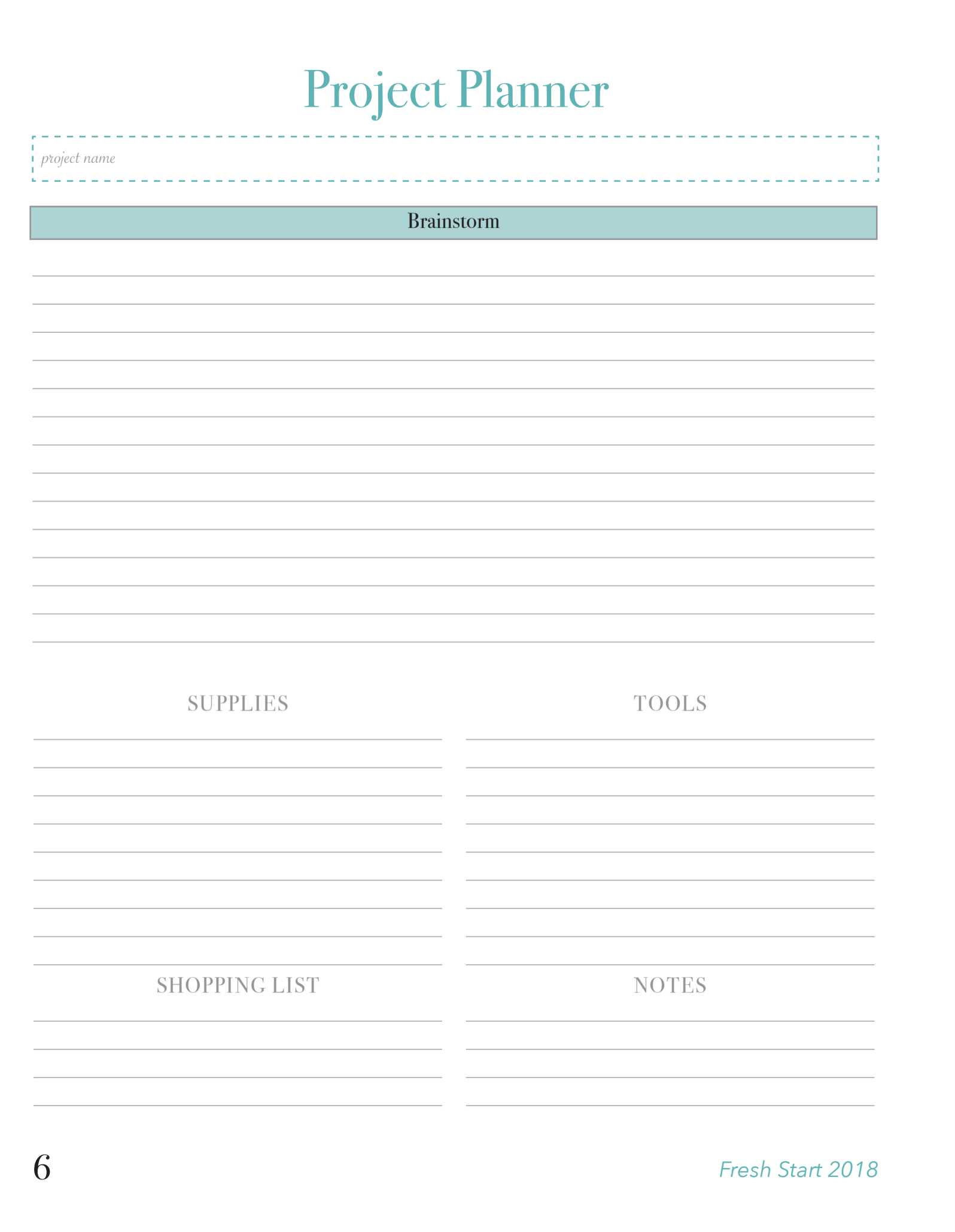 Project Planner Page