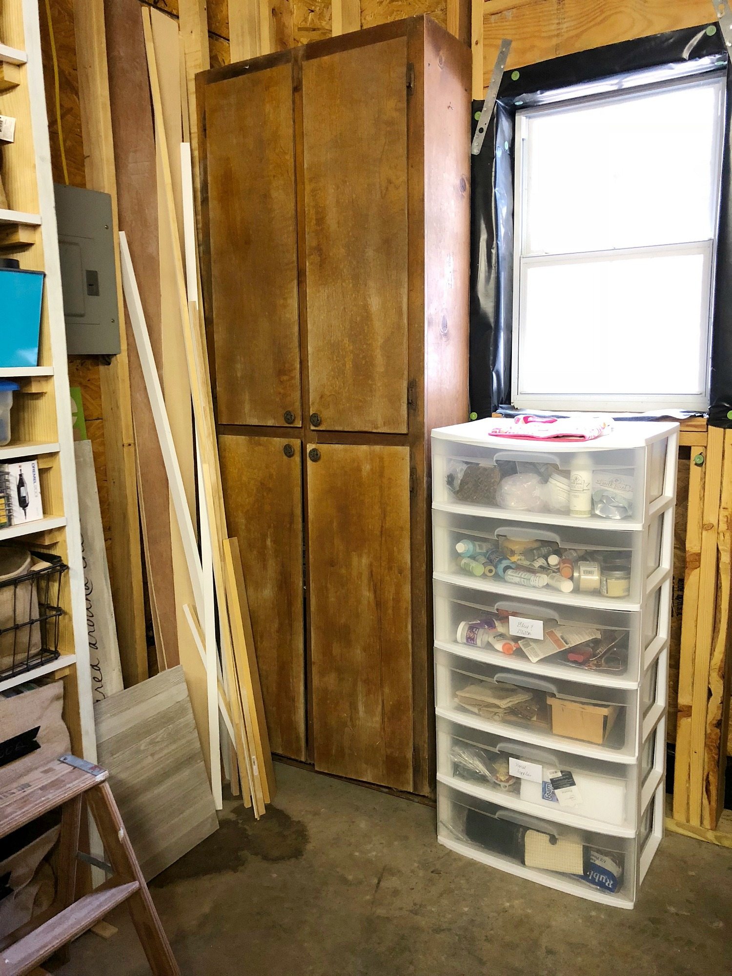 Craft storage area in garage