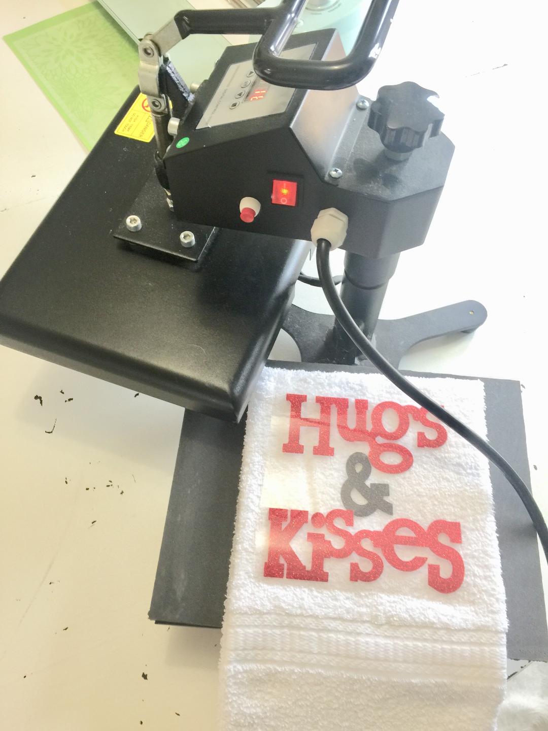 Heat press HTV Hugs & Kisses Towel