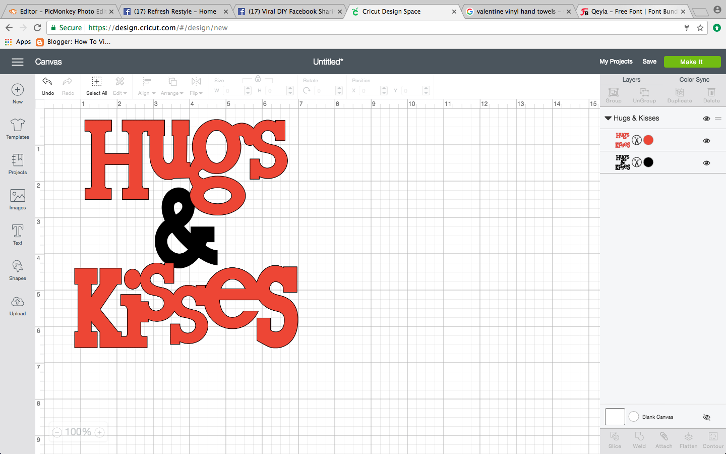 Hugs & Kisses Towel Cricut