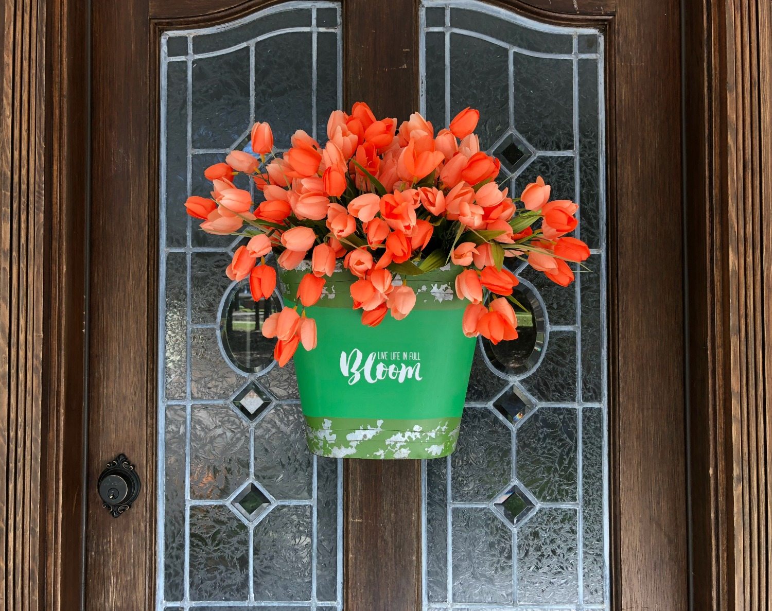 Tulips on the door