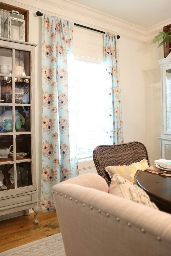 Blue floral curtains for dining room