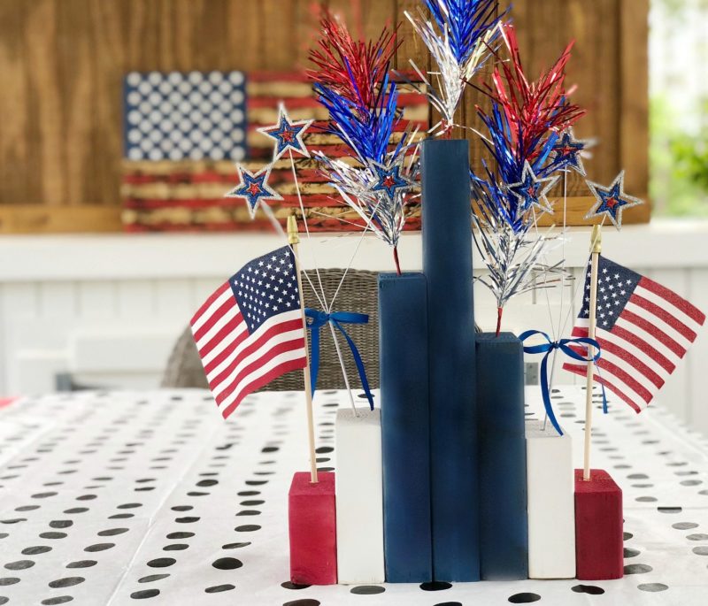 Easy Scrap Wood Patriotic Centerpiece make it in 15 MIN of less!