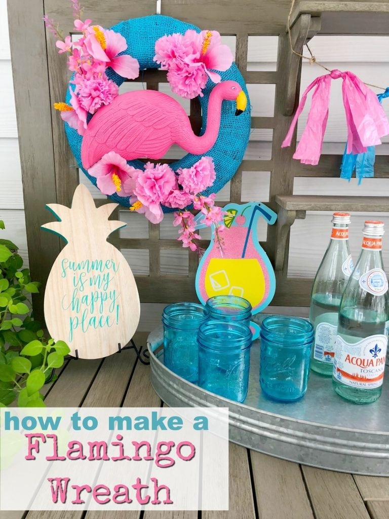 how to make a summer flamingo wreath