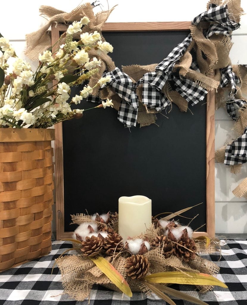 DIY Farmhouse Candle Ring - rustic idea from Dollar store items