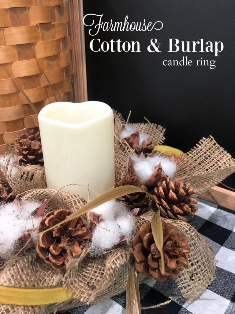 Farmhouse Cotton Burlap candle ring