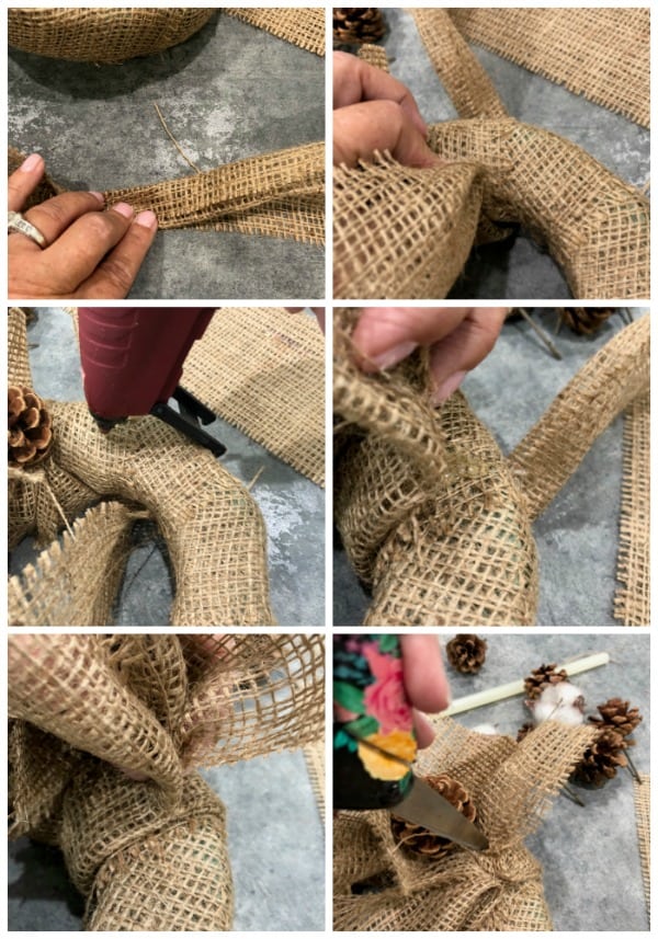 Fold and glue burlap