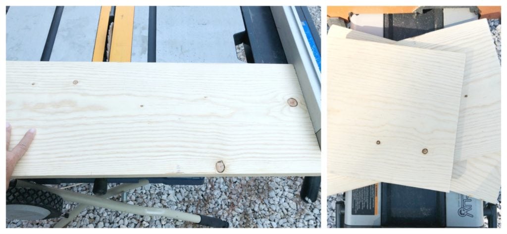 Cut wood to size with table saw