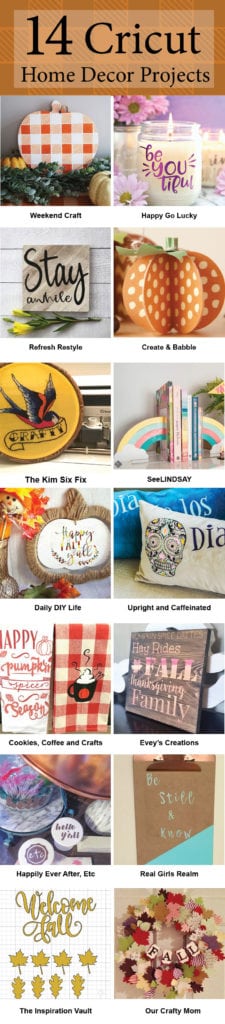 Grab the instructions here for 14 Cricut vinyl home decor projects.