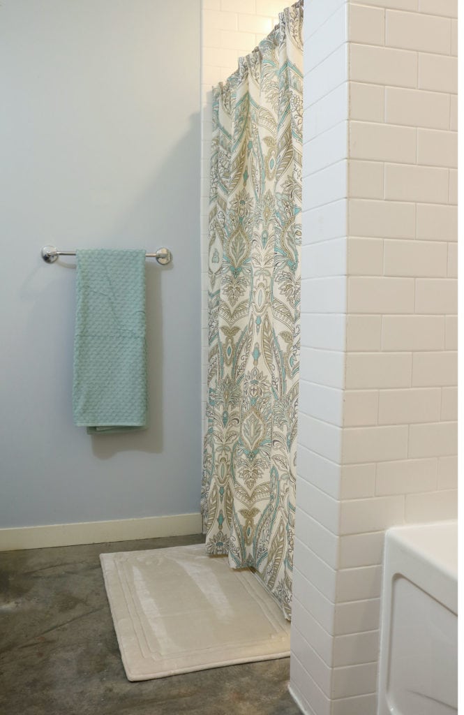 Add color with a shower curtain