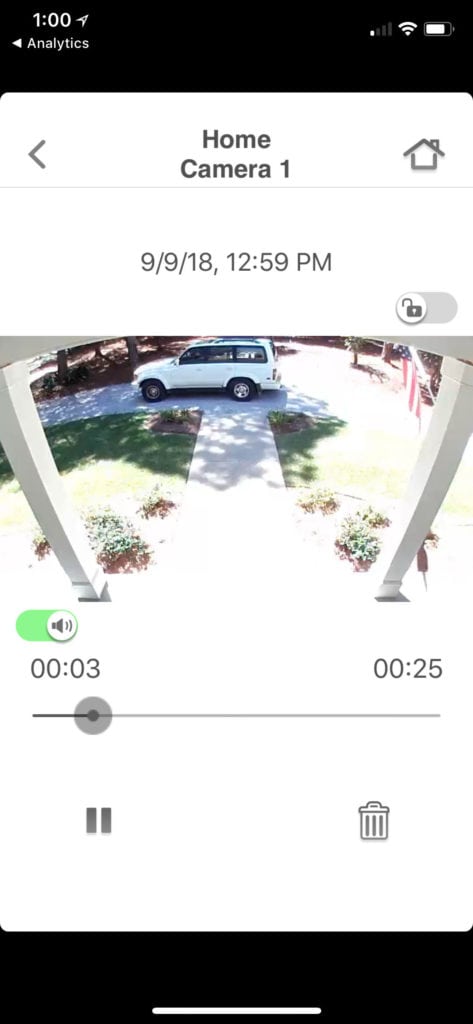 Front door recording with HomeHawk camera