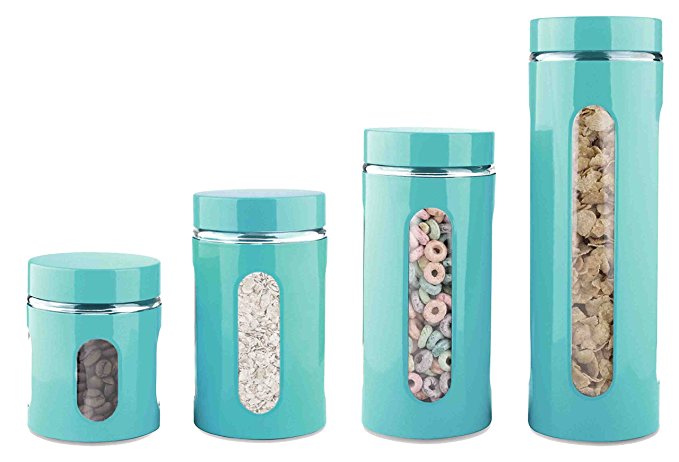 Trendy Turquoise Kitchen Items Perfect For Adding Color Refresh Restyle   Turquoise Canister Set 