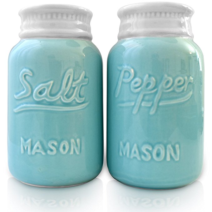 Bivvclaz Turquoise Salt and Pepper Shakers Set - Turquoise Kitchen Decor &  Teal Kitchen Accessories for Home Restaurants Wedding - Cute Modern