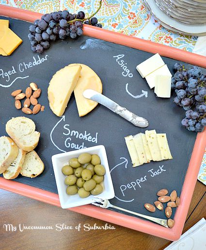 100+ Thrift Store Makeovers - DIY-Cheeseboard-Tray-Made-from-a-old-TV-Tray