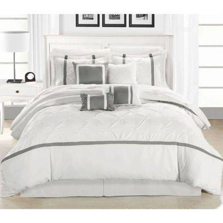 Affordable White Bedding Ideas - white-gray