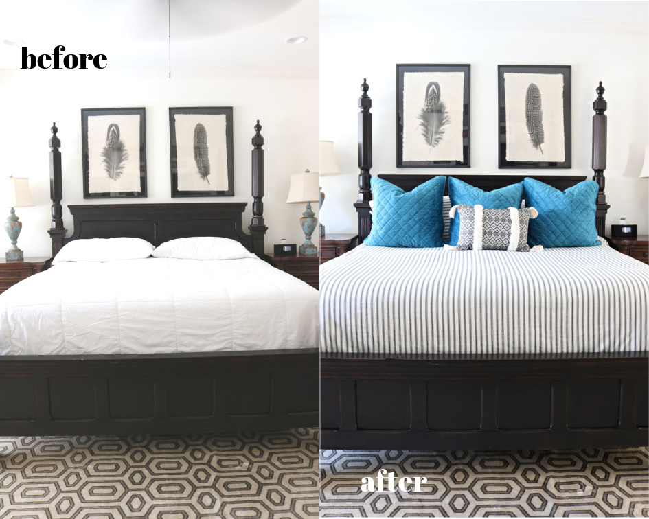 Bedding before after - an affordable makeover