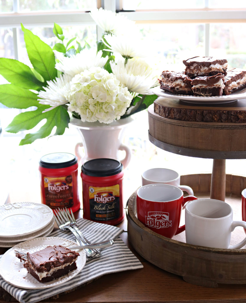 Folgers coffee and dessert, Mississippi Mud Cake (my simplified version) paired with our favorite Folgers® coffee roast.  