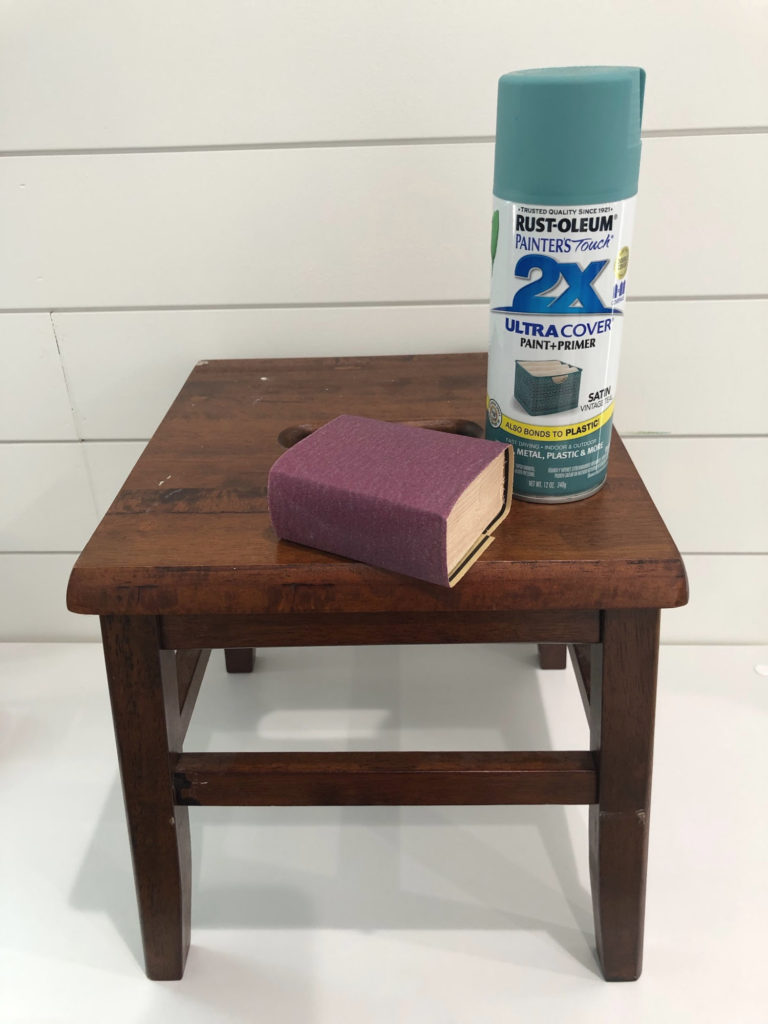 Spray paint wooden stool