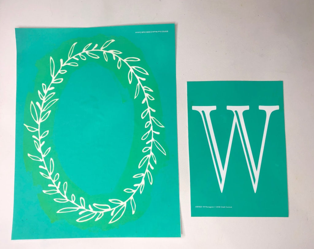 Chalk Couture transfers - Oval Wreath and Monogram