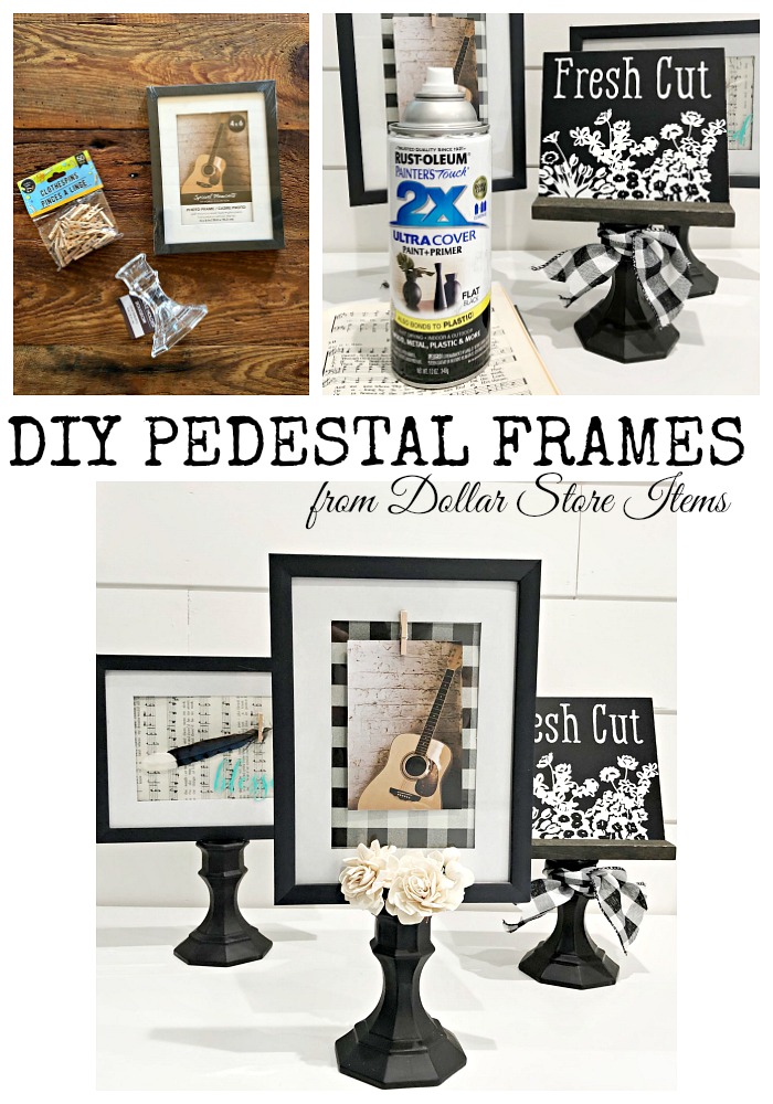 DIY Pedestal frames from Dollar Store items