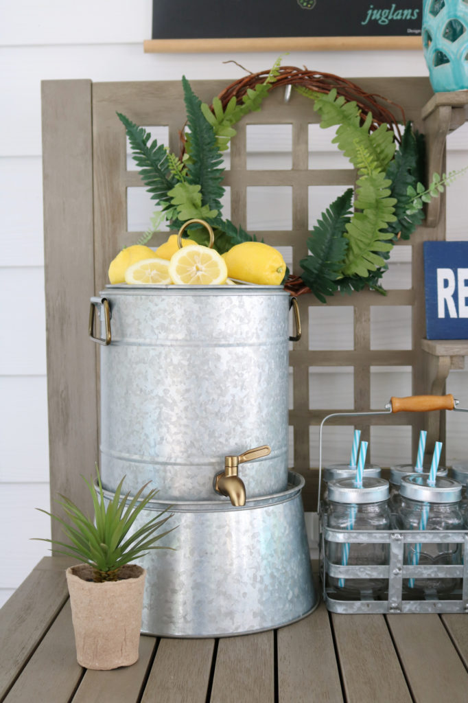 galvanized drink holder - Back Porch Entertaining Ideas - affordable farmhouse inspired