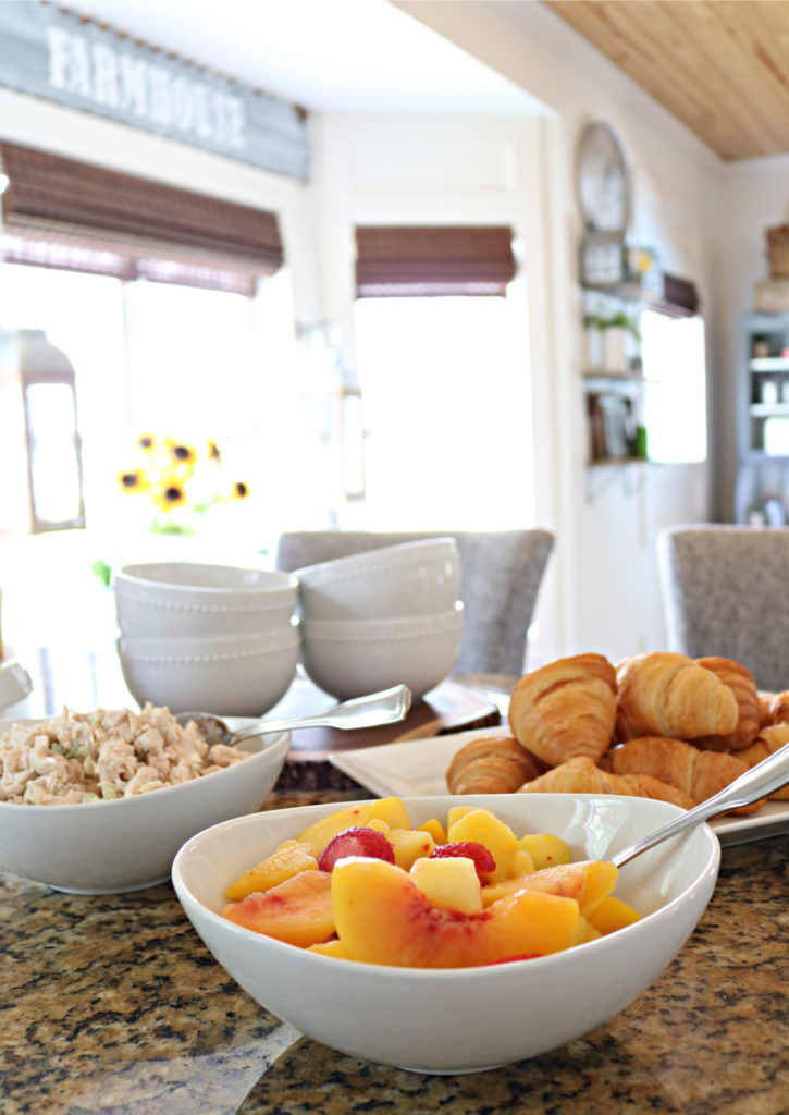 fruit on buffet in porcelain dish - Affordable White Porcelain Dishes Farmhouse Style