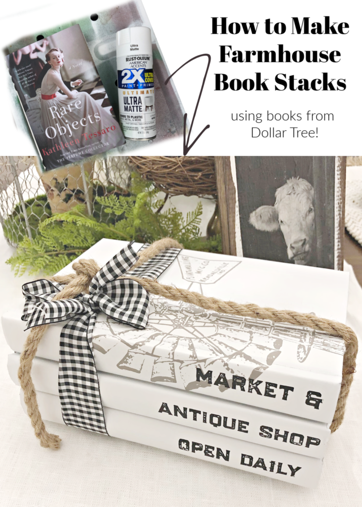 Painted Book Stacks farmhouse style