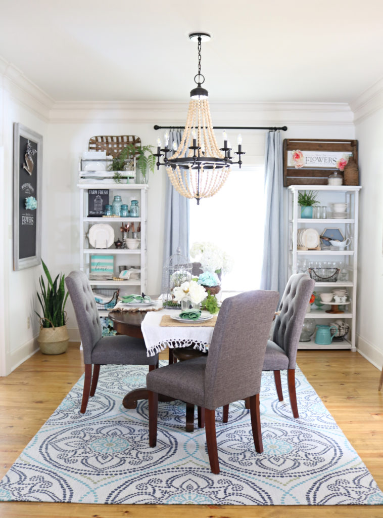 open shelves in dining room