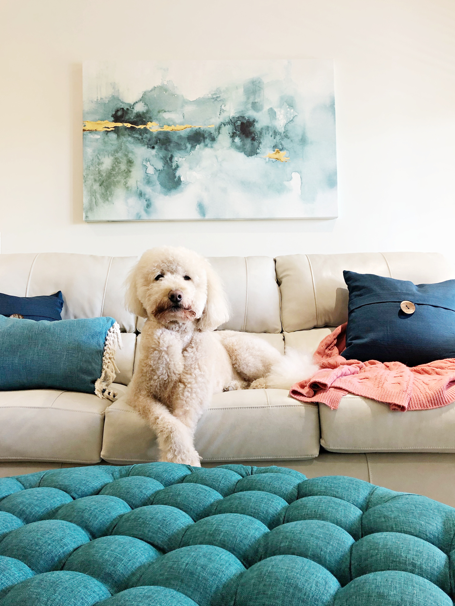 teal accents for living room