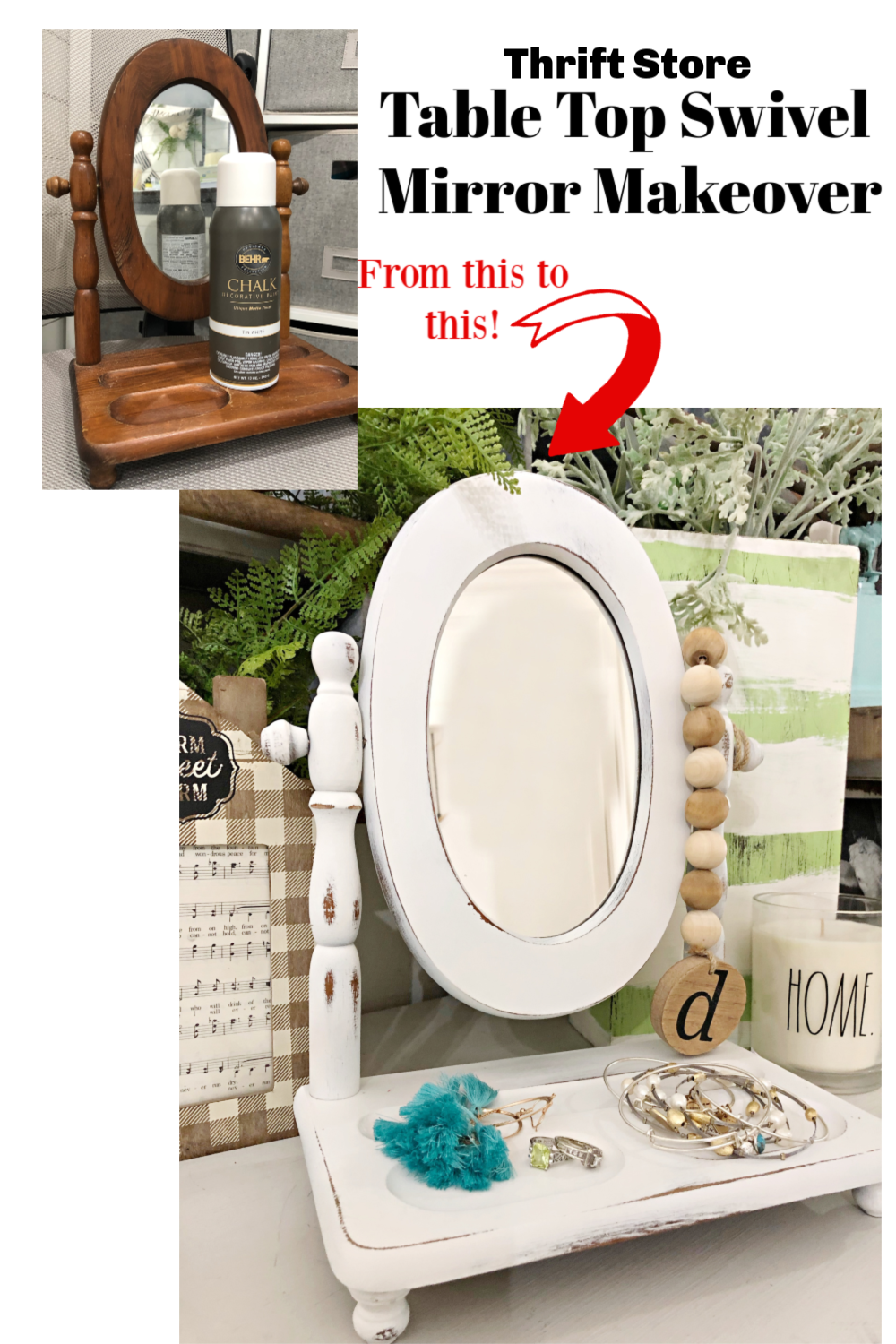 Thrift Store Table top mirror makeover