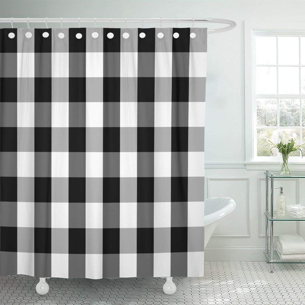 Black and White buffalo plaid shower curtain
