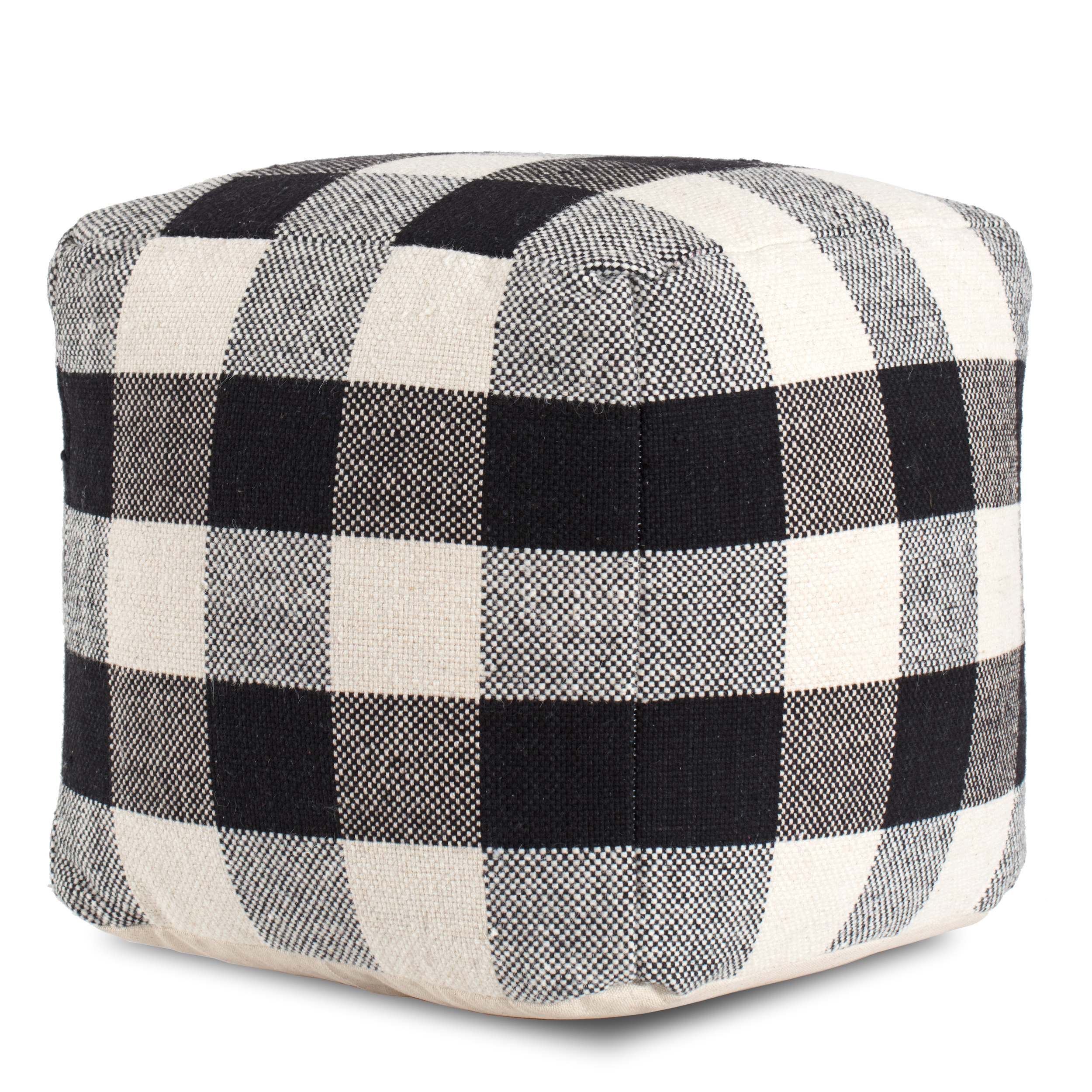 Black and white plaid poof