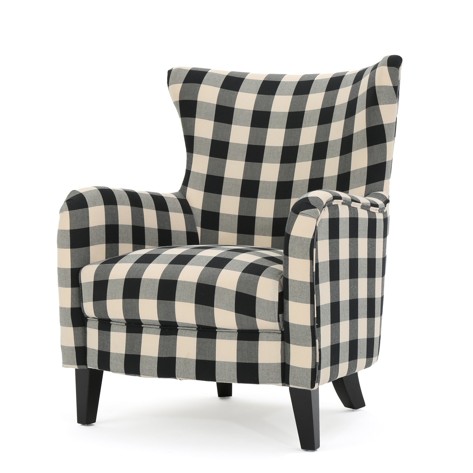 Plaid black and white chair