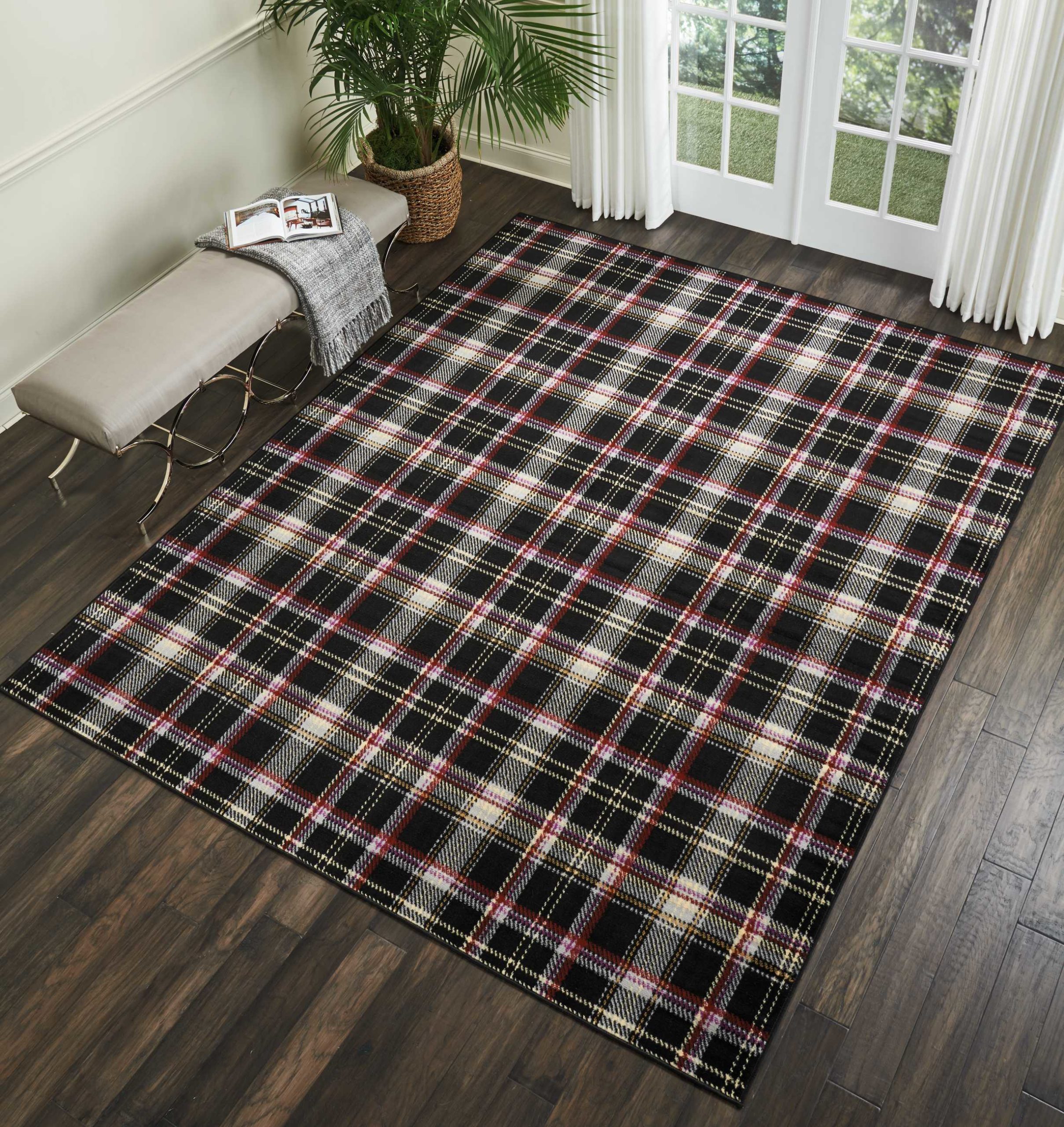 Farmhouse Black Plaid Area Rug