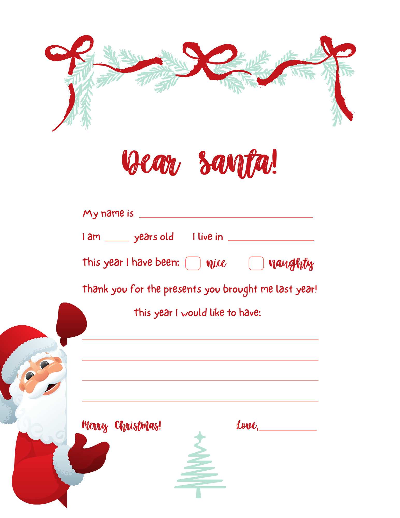 Free - Print this out for your children. It's so fun to have them fill out for Santa.